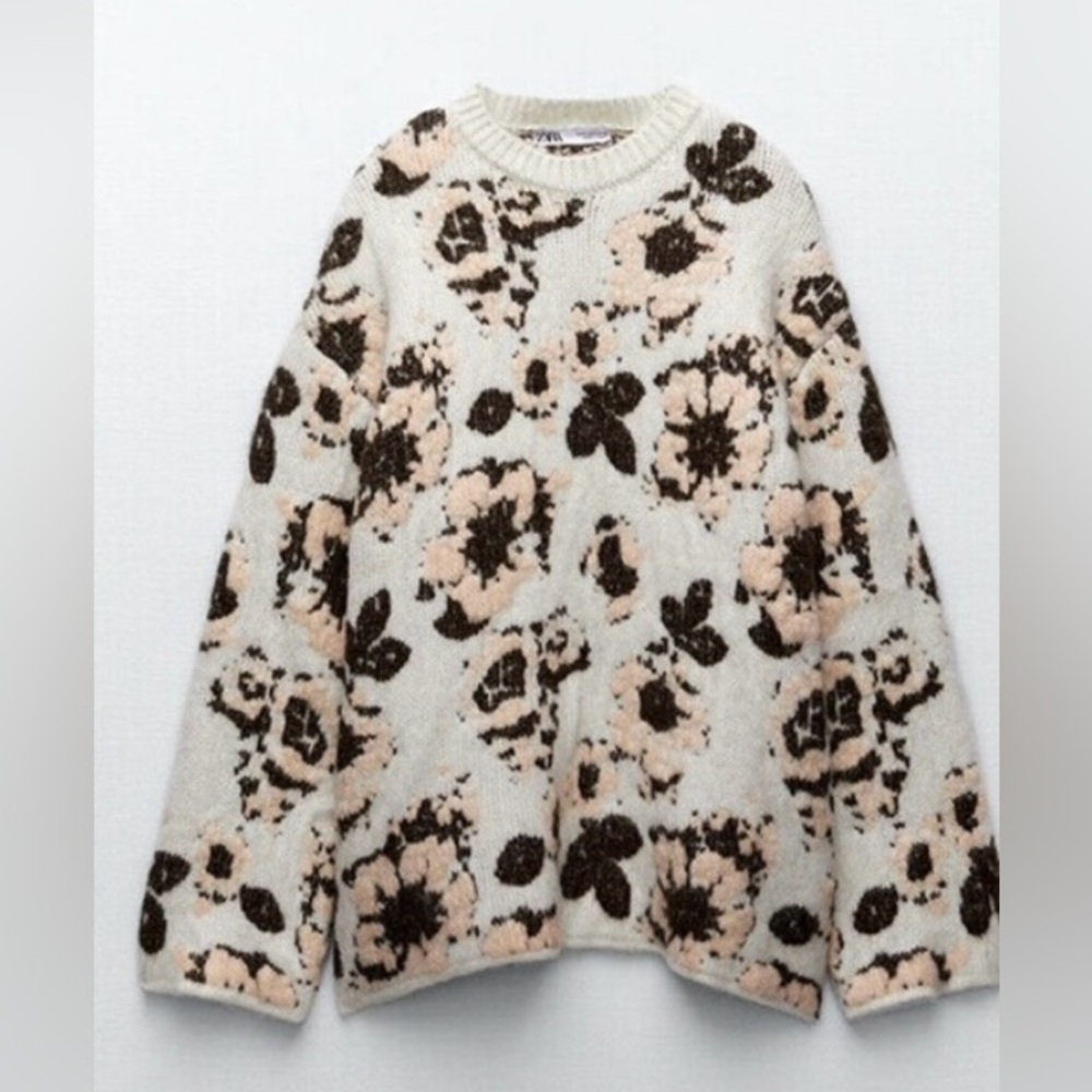 Zara Size Medium Jacquard Sweater